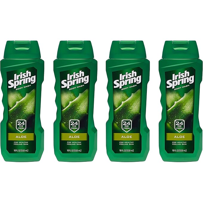 أيريش سبرينج غسول جسم الربيع الإيرلندي، الألوة فيرا، 18 أونصة فلوين (عبوة من 4) - Image 1